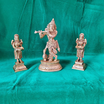 Sharu Space Brass Small Krishna with Welcome Lady