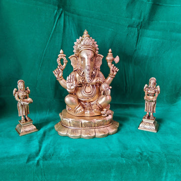Brass Ganesh with Welcome Lady - 11