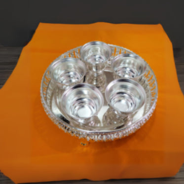Sharu Space German Silver Tray with 5 Big Bowls