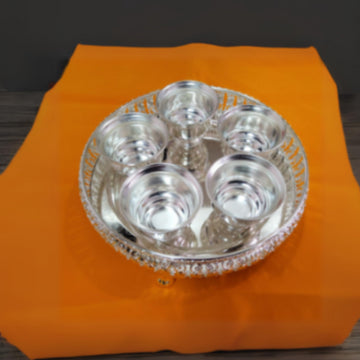 Sharu Space German Silver Tray with 5 Big Bowls