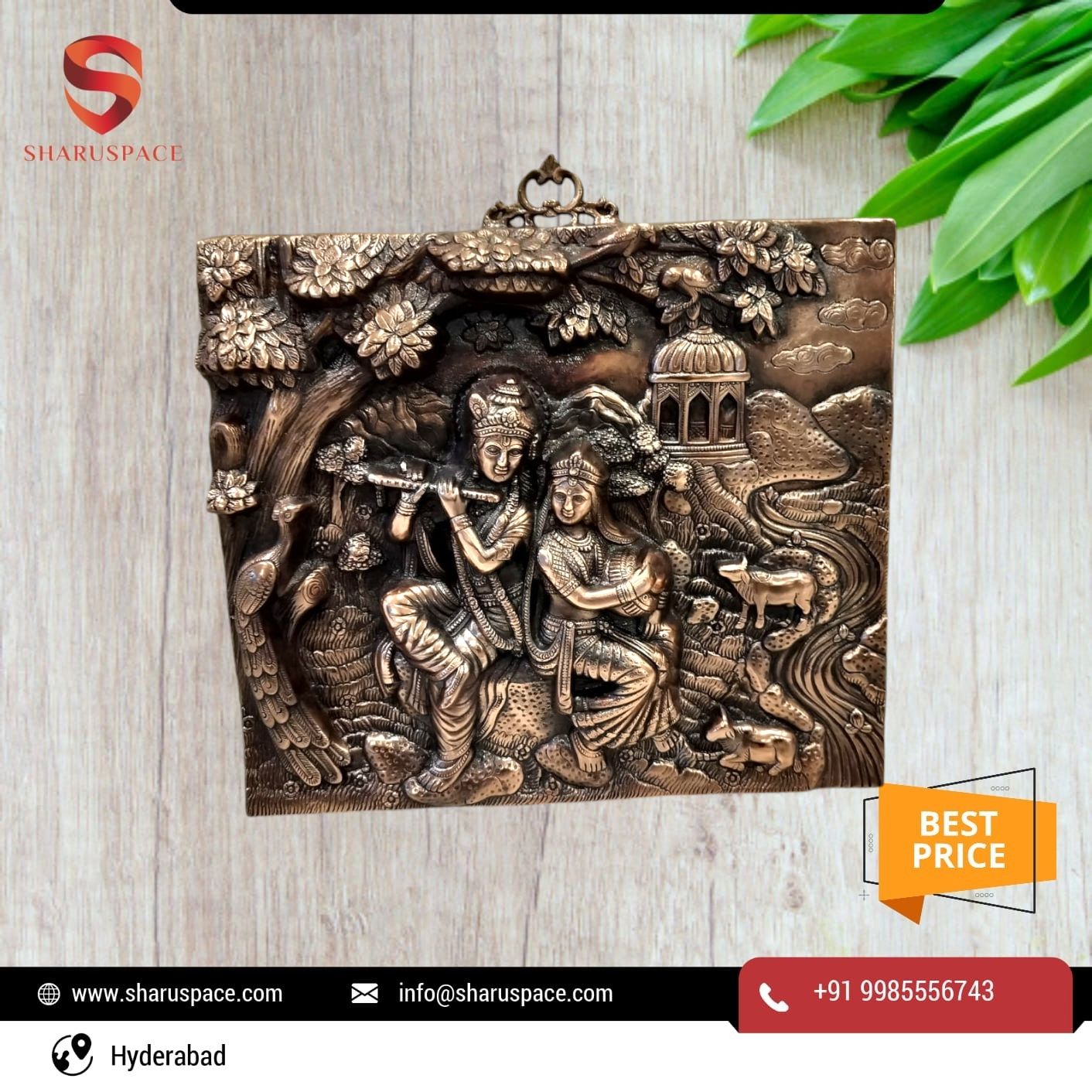 Sharu Space Big Frame Radha Krishna Plate - 18"