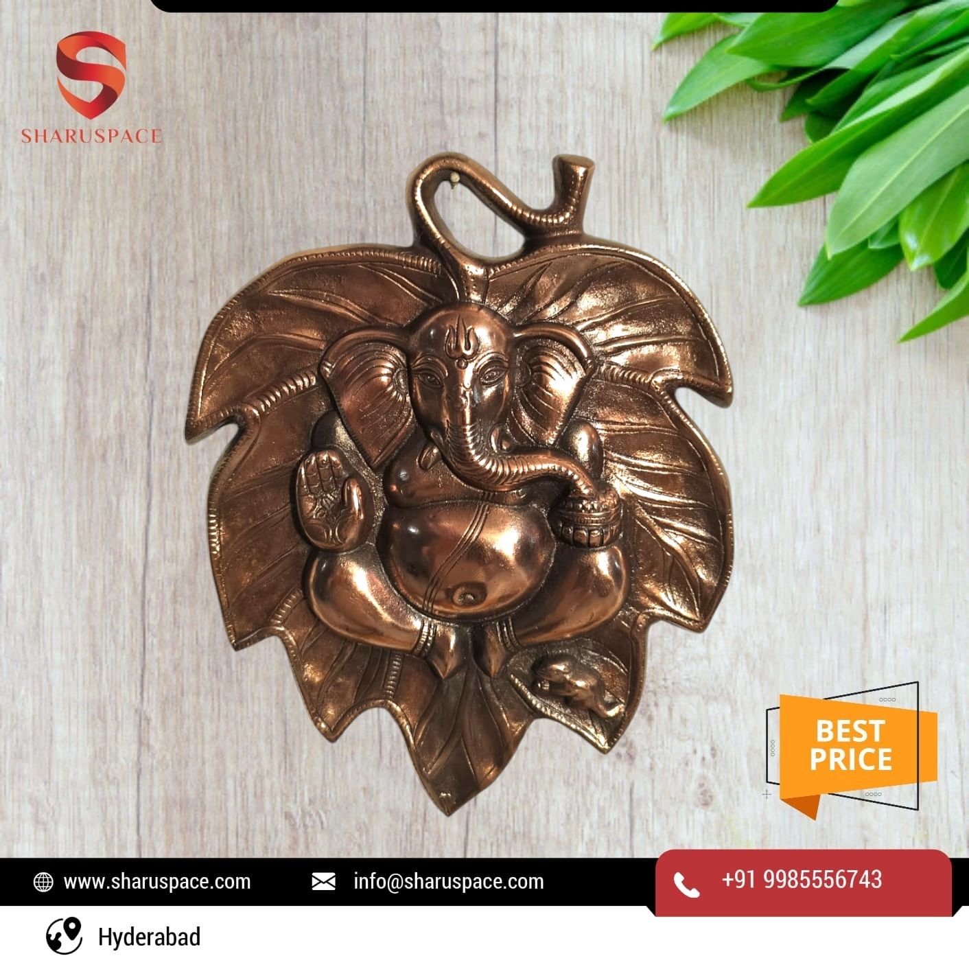 Sharu Space Small Leaf Ganesh Plate - 13"