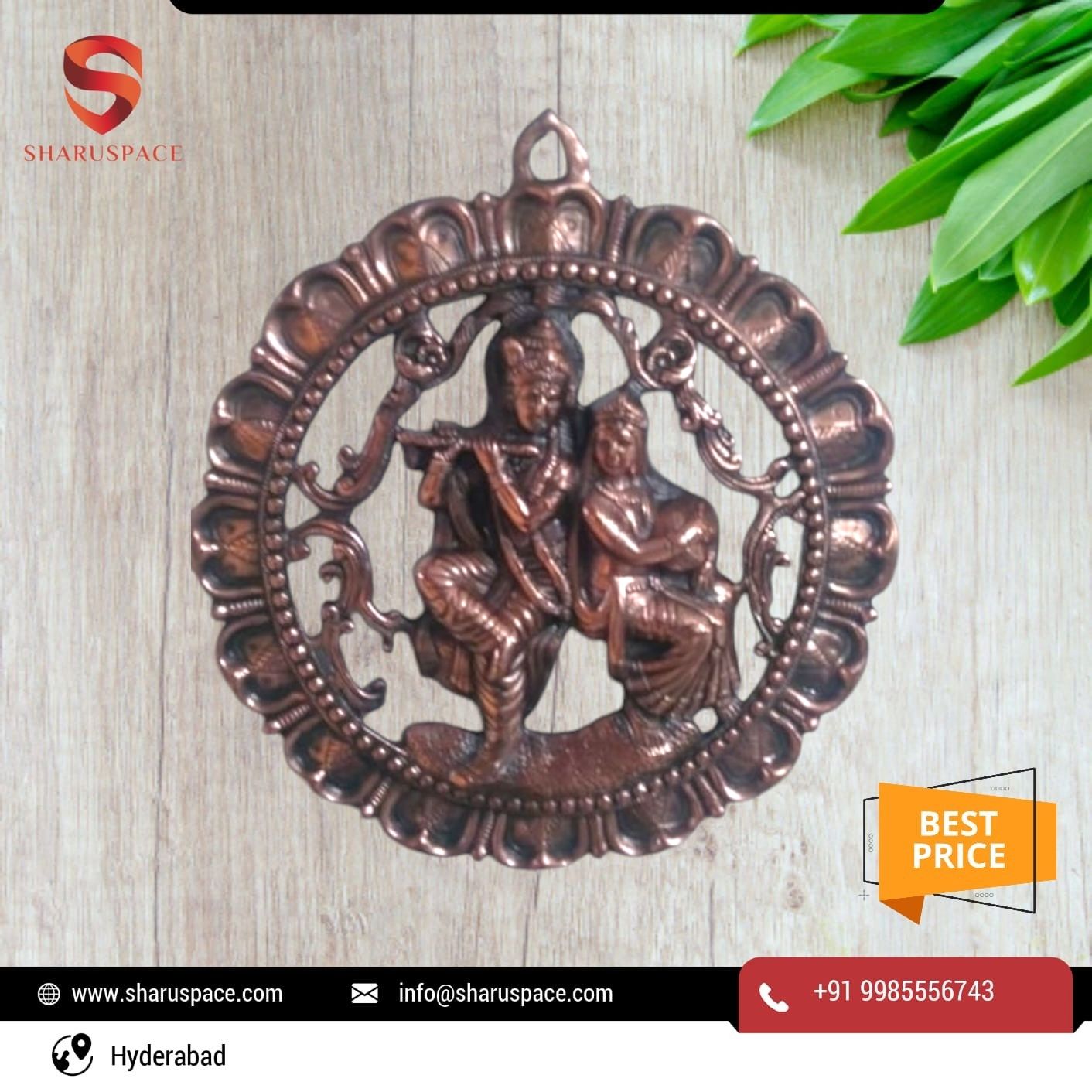 Sharu Space Round Radha Krishna Plate - 18"