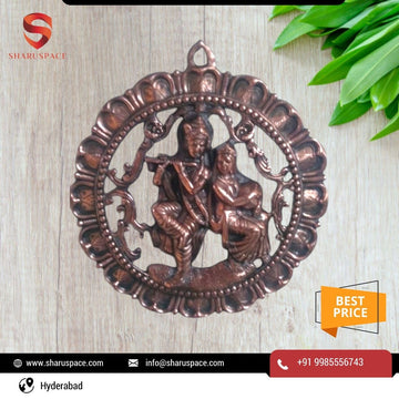 Sharu Space Round Radha Krishna Plate - 18"